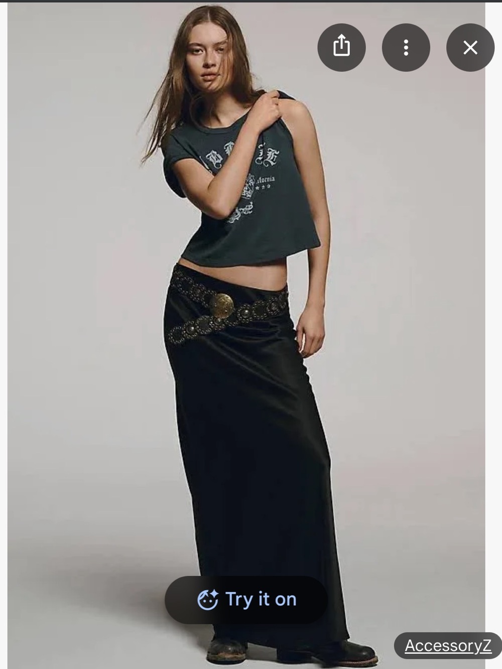 Anthropologie Black Maxi Slip Skirt with Gold Embellishment